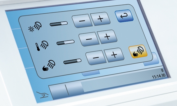 dental chair light adjustment screen